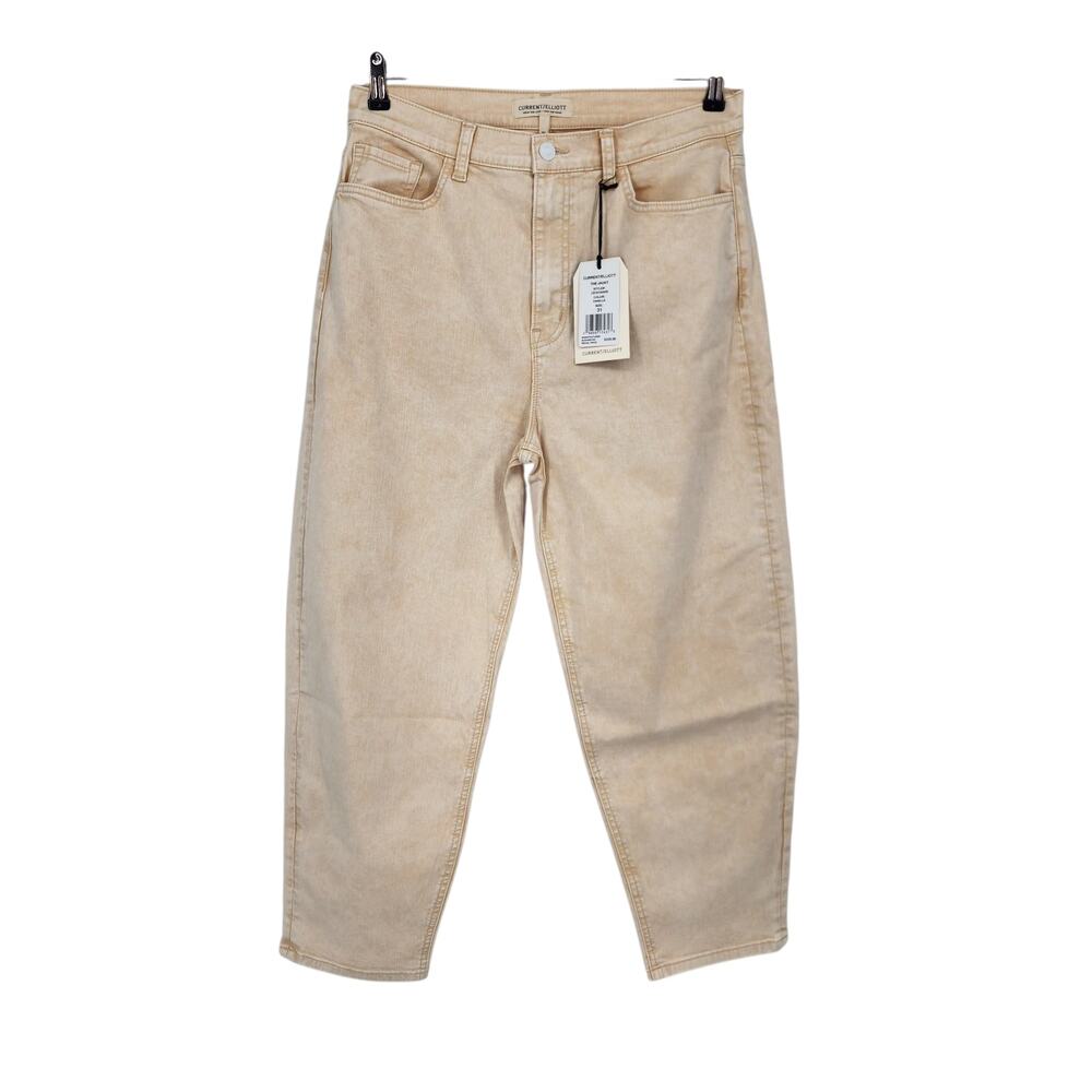NWT Current/Elliott The Jaunt Vanilla High Rise Balloon Leg Crop Jeans Size 31